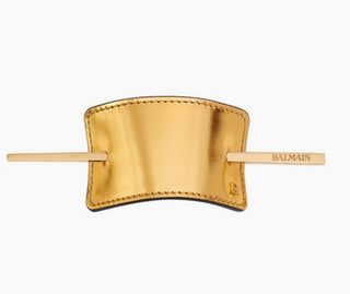 BALMAIN Golden Leather Hair Barrette