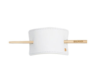 BALMAIN White Leather Hair Barrette