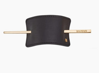 BALMAIN Black Leather Hair Barrette